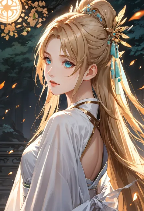 ((Highest quality)), ((masterpiece)), (detailed), ((Perfect Face)), One Girl,Anime girl with long blonde hair and dark turquoise eyes in a white dress, Trending on cgstation, artwork in the style of Gwaiz, Gwaiz, Smooth anime CG art, detailedなデジタルアニメアート, A...