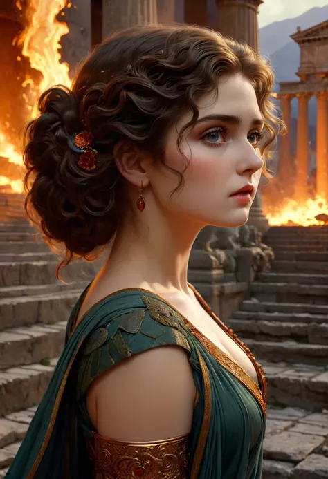 Last day of Pompeii. Epic look, mystic, enigmatic. Impending disaster, photo-negative refractograph. Albert Lynch, Abbott Henderson Thayer, high detail, best quality, HairDetail trends on artstation, horror film,
