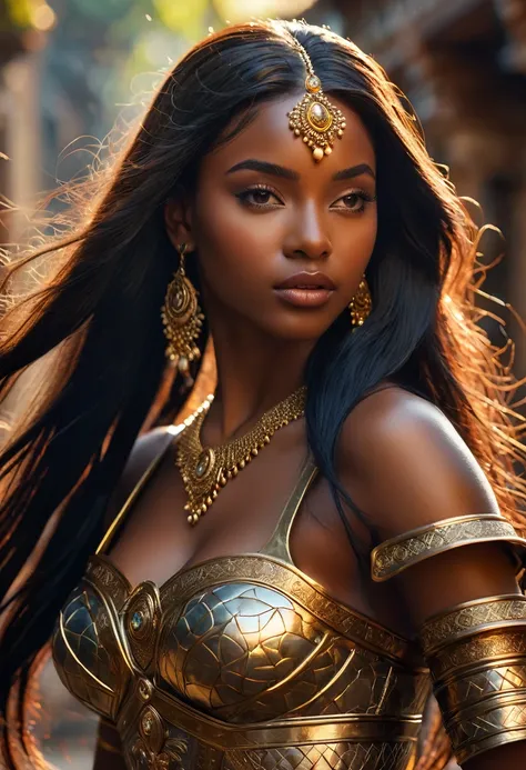 Novel in ancient kingdom of Ashanti, a beautiful young darkskin woman with (((a long black hair young queen))) with (((a young european king with bright skin and light brown hair))), fighting with luminous swords and lances, (((very beautiful))), perfect f...