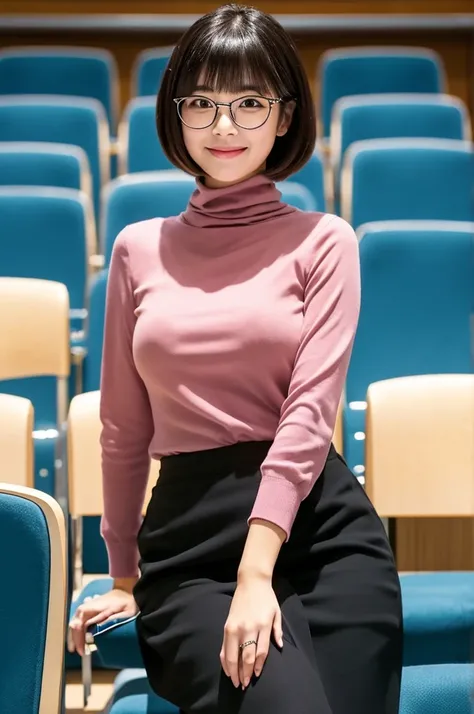 University lecture hall, university psychology associate professor, ((full body)), ((photo)), ((best qualtiy, 8K, tmasterpiece:1.3)), Focus:1.2, perfect figure beautiful woman:1.4, 1woman, cowboy shot, look at viewer, eyes facing the camera, incredibly abs...