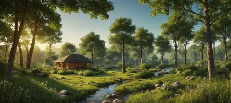 detailed, verdant and lush landscape, perfect quality, ray tracing, HDR