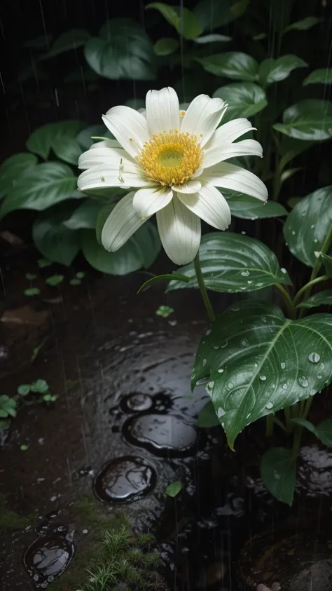 Flower with rain