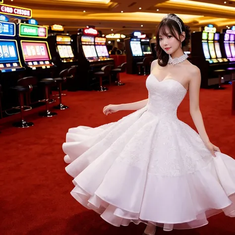 ((best quality)), ((masterpiece)), (detailed), casino girl, dress, standing