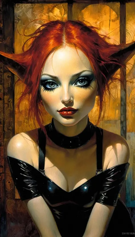 in a heavy metal pub, very sexy, tight miniskirt, very tight clothes, small breasts, redhead, smiles,(art inspired by Bill Sienkiewicz). oil painting) (best quality,4k,8k,highres,masterpiece:1.2),ultra-detailed,(realistic,photorealistic,photo-realistic:1.3...