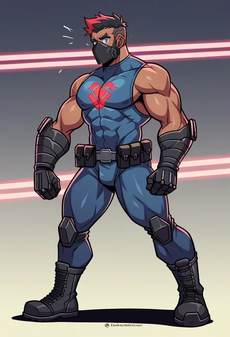 mercenary, Cybernetically Enhanced Soldier Appearance: Nyx has a slim and athletic build, with tanned skin and piercing blue eyes. His face is partially covered by a respiratory mask and he has short, spiky black hair with neon red highlights.. His left ar...