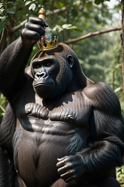 I want a sticker where there is a gorilla smoking, colors, money and the gorilla has a crown, something super creative 