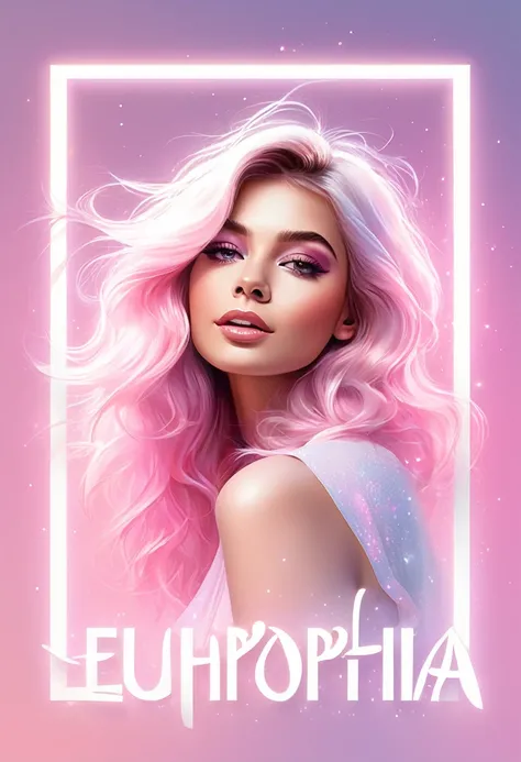 ((Best Quality))logo of the title "EUPHORIA", ligth pink colors, logo for an influencer