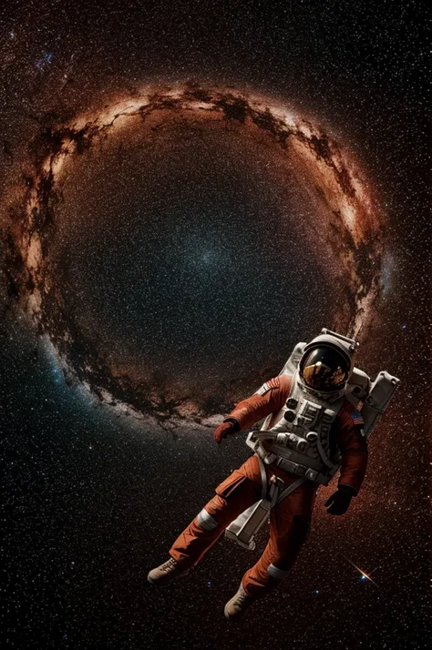 Star map scene with an astronaut in red and brown colors