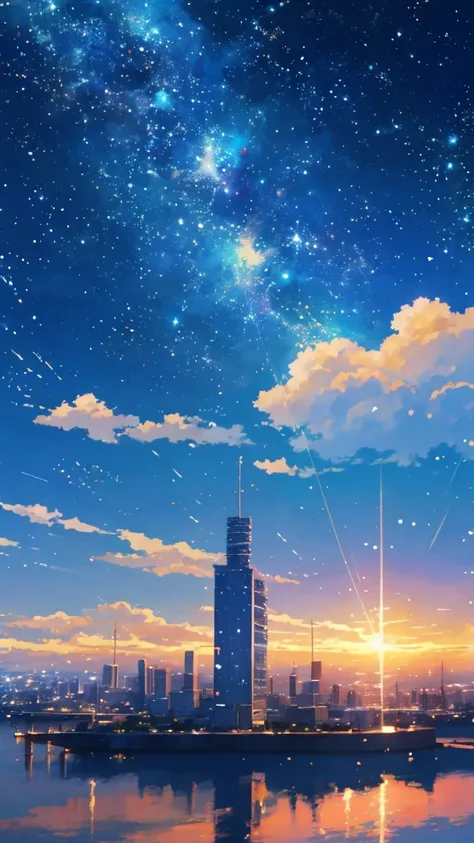 anime - style scene of a beautiful sky with a star and a planet, cosmic skies. by makoto shinkai, anime art wallpaper 4k, anime ...