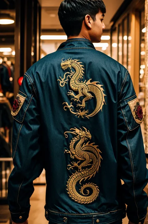 Jacket with a dragon on the back
