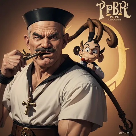 a Popeye character logo from Saint Pope with a pipe in his mouth