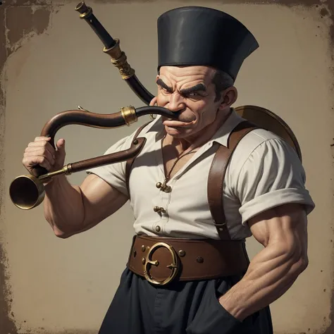 a Popeye character logo from Saint Pope with a pipe in his mouth