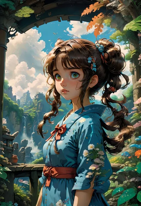 A girl, Twin Tails, full body, cinematic still, cinemascope, by Studio Ghibli, best quality, masterpiece, very aesthetic, perfect composition, intricate details, ultra-detailed