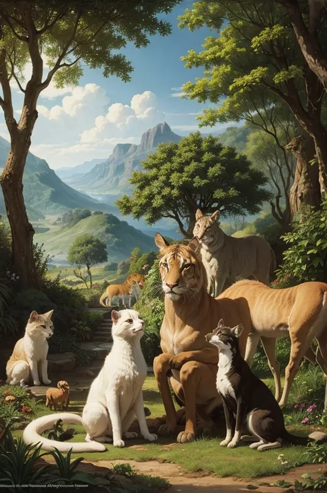 Various animals in the Garden of Eden 