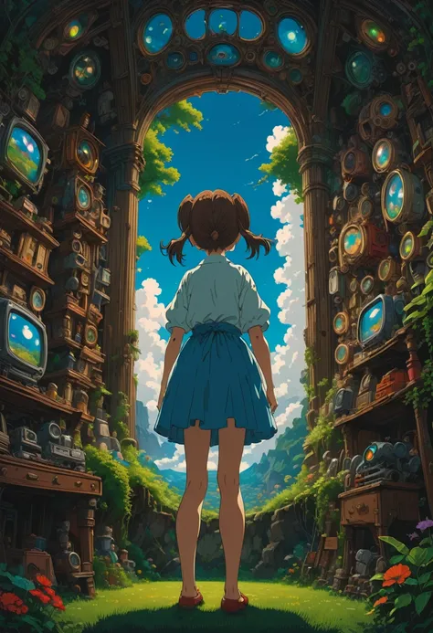 A girl, Twin Tails, full body, cinematic still, cinemascope, by Studio Ghibli, best quality, masterpiece, very aesthetic, perfect composition, intricate details, ultra-detailed