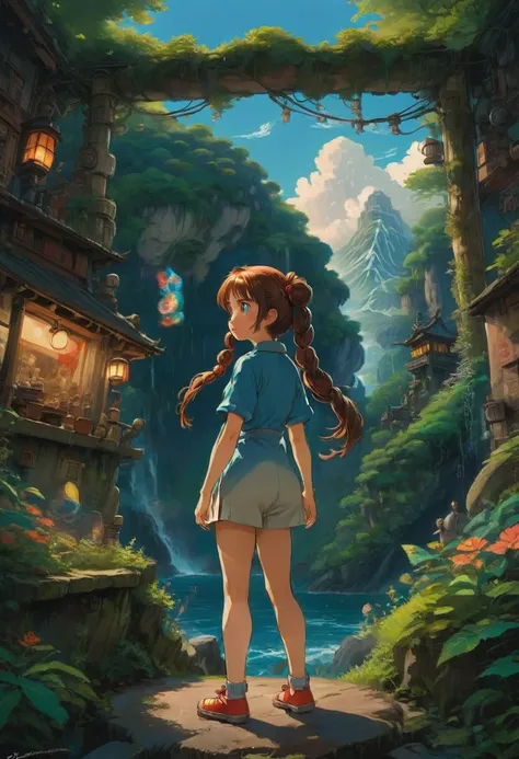 A girl, Twin Tails, full body, cinematic still, cinemascope, by Studio Ghibli, best quality, masterpiece, very aesthetic, perfect composition, intricate details, ultra-detailed