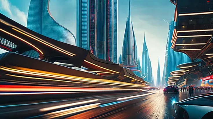 latest technology, flying cars, CLOSEUP GENERAL SHOT OF OVERCROUPED INTRICATE FUTURISTIC CYBER PUNK CITY, cinematic lighting, 4k image, futurism, PEOPLE FROM ALL OVER THE GALAXY, futuristic vehicles, CHINESE FOOD STALLS, CONSTANT STEAM AND HUMIDITY, SUPER ...