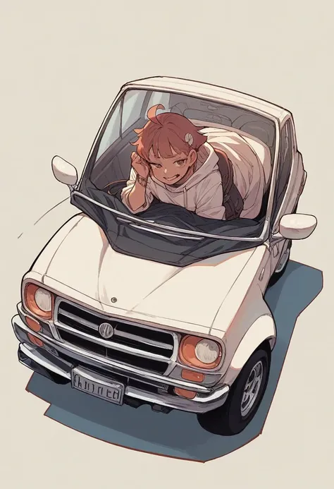 A girl in a motor 