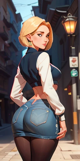 unparalleled masterpiece, ultra realistic 8k CG, perfect artwork, (1girl:1.1) , solo, ((perfect female figure)), (nsfw), looking at viewer, mature female, bimbo (android 18) standing, (teasing), best quality:1.1 , seductive posture, sexy pose, alluring, (b...