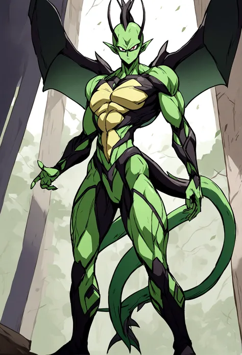 name: Cell Origin: Dragon Ball Z Race: Bio-Android Appearance:

Green body with black spots.
Humanoid body structure.
Long, sharp tail.
Various evolutionary forms, including the Imperfect Form, Semi-Perfect Form and the Perfect Form.