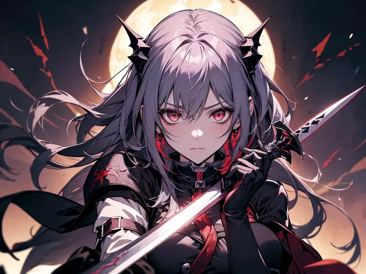 Anime girl holding a sword and a red ball in her hands, Nightcore, Gap Moe Yandere Grimdark, From Arknights, Gothic Maiden Anime Girl, Female Vampire Knight, 2b, 2b ..., Devil Anime Girl, Fate-like anime style/Stay Night, From Girls Frontline, portrait Gap...