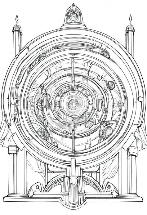 Line art of a time machine 