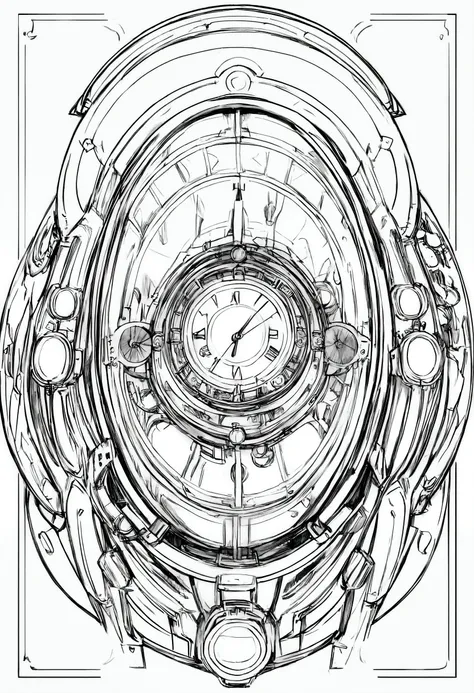 Line art of a time machine 