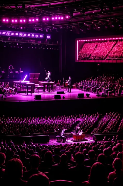 The Symphony Under Neon Lights. There are one guy who performed in the stage while the other guy is watching him.