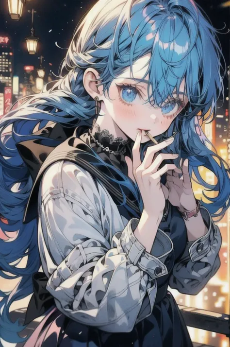 Anime Girls with blue hair smoking a cigarette in a city, 2 d Anime Style, Anime Style 4 k, 1 7 ปี - Anime Girlsชาวเยอรมันอายุมาก, Cute girl anime images, Anime Wallpaper 4k konachan ที่ดีที่สุด, Anime Wallpaper, Anime Styled, an Anime Girls, Anime Girls, ...