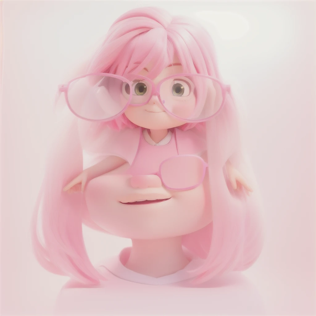 Full body, 3D model, a cartoon girl with pink hair and glasses, cute girl with short pink hair, render of a cute 3d anime girl, cute 3 d render, amy sol in the style of, pink iconic character, cute pixar character, cute character, pouty look :: octane rend...