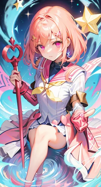 Kilo，Anime girl holding a wand and a star wand in her hands, portrait of Magic girl, sparkling Magic girl, Magic , Card Captor Sakura, Pin on anime, Beautiful and detailed anime art, Magic girl anime mahou shojo, Beautiful anime art style, Cute Anime Girl ...