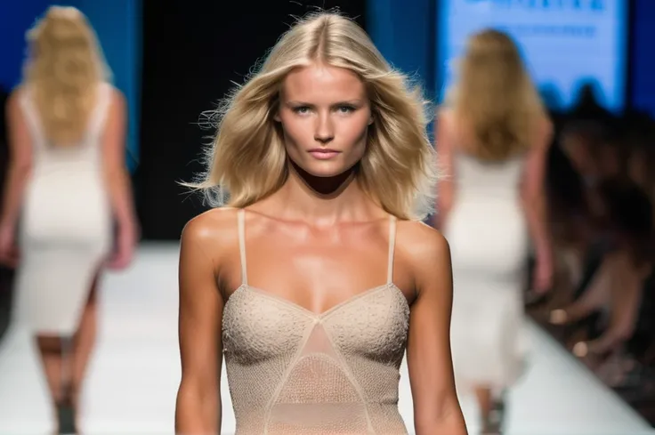 Blonde model on the catwalk 