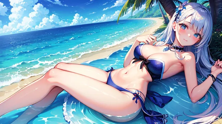 ((Highest quality)), ((masterpiece)), (detailed),beautiful girl,Summer Ocean Journey