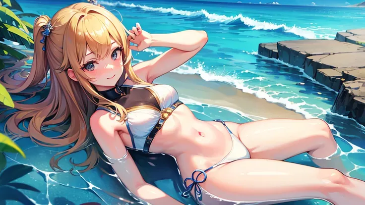 ((Highest quality)), ((masterpiece)), (detailed),beautiful girl,Summer Ocean Journey