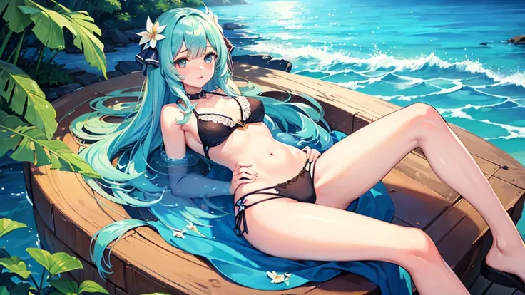 ((Highest quality)), ((masterpiece)), (detailed),beautiful girl,Summer Ocean Journey