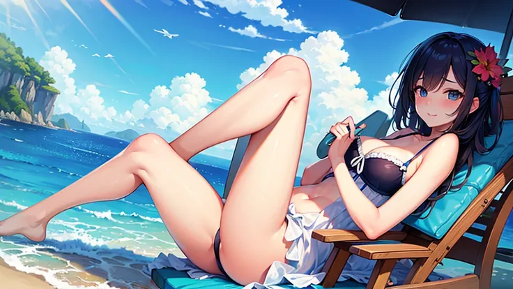 ((Highest quality)), ((masterpiece)), (detailed),beautiful girl,Summer Ocean Journey