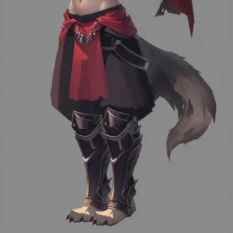 Cartoon characters wearing red capes and cartoon characters wearing red capes,Legs close-up, detailed Whole body concept, Wolf-Inspired Clothing, Whole body concept, Female anthropomorphic wolf, detailed Whole body concept art, Full body details, Concept a...