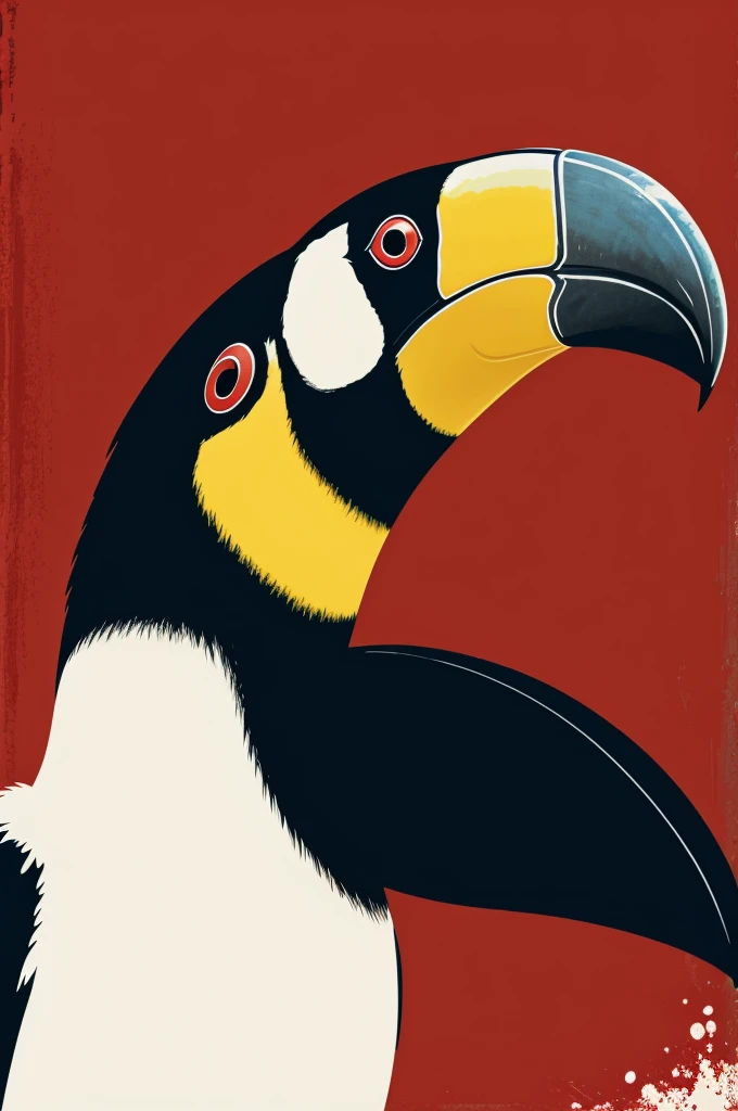 Toucan in blood red background 