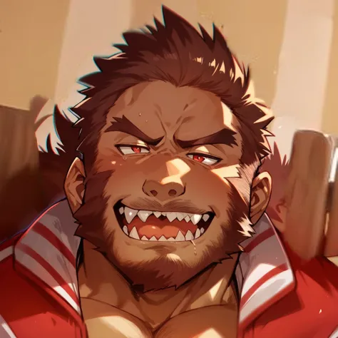 fcneg, zpdxlxxx, zoroj, beard, facial hair, werewolf, tail, red varsity jacket, source_anime