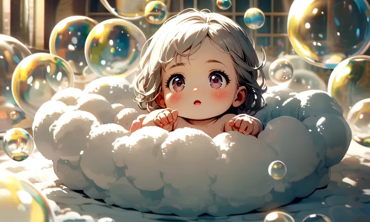 Baby in a bubble bath