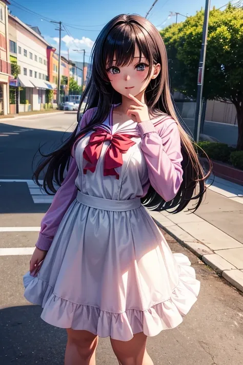 Anime girl posing for a photo., beautiful anime high school girl, a hyperrealist , hyperrealist , cute anime waifu with a nice dress, anime girl in real life, realist , seductive anime girl, as an cartoon character, attractive anime girl, uniform jk, beaut...