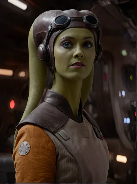 (masterpiece, best quality), star wars, full body cinematic shot of hera syndulla, inside space ship, uhd, 4k, ultra detailed, c...