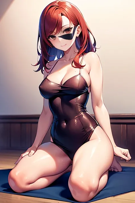 (masterpiece), Highest quality, Expressive eyes, Perfect Face, High resolution, 1 Girl, alone, (Redhead:1.5) (Female Body:1.3),smile, Medium Hair, (Brown eyes:1.5), (Female Body:1.3), clavicle, naked, Without clothes, Slender figure,Cleavage,seiza,Sitting ...