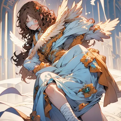 ((1girl)) ((princess)) ((bandages)) ((eye patch)) ((angel wings)) ((long brown hair)) ((curly brown hair))

long curly brown hai...