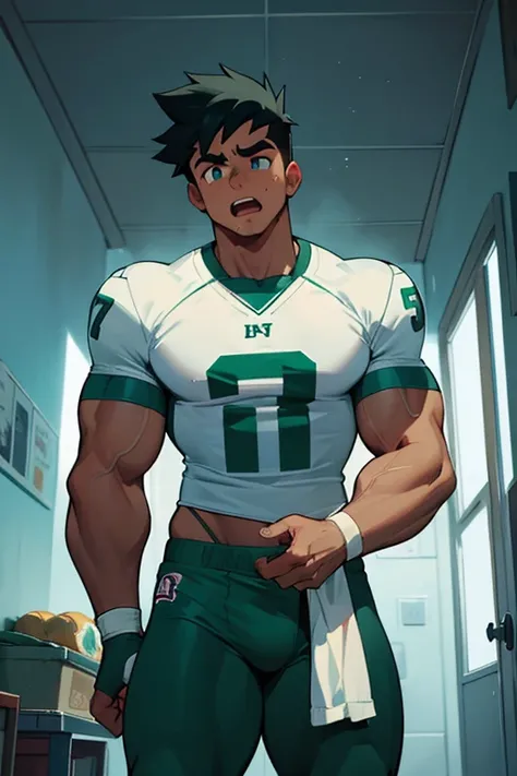 Danny Phantom, ghost, hypnosis, jock, conversion, locker room hallway, hyper muscles, jockstrap, bro, meathead, hypnotized, brainwashed, brainwashing, big dumb jock, football. Danny Fenton is hypnotized by Dash to become another dumb football jock bro. Glo...