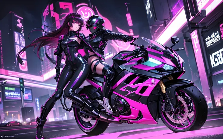 he transports me to a cyberpunk world full of mystery and futurism. i imagine this anime girl on her cyberpunk motorcycle, surro...