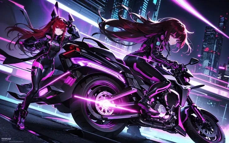 it transports me to a cyberpunk world full of mystery and futurism. i imagine this anime girl on her cyberpunk motorcycle, surro...