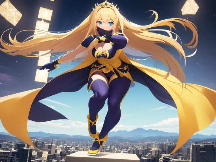 anime girl in a yellow cape and black outfit standing on a ledge, style artgerm, cushart krenz key art feminine, krenz cushart and artgerm, in the style artgerm, android heroine, style of artgerm, extremely detailed artgerm, artgerm style, ig model | artge...