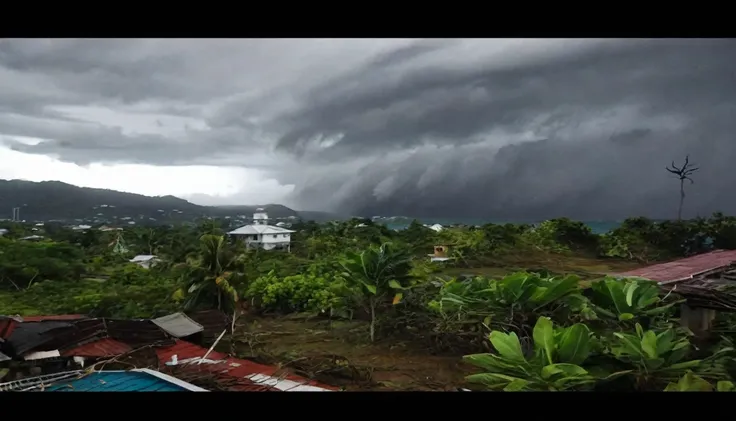 Hurricane with winds of 215 km/h hits Caribbean island causing high tide, floods and landslide