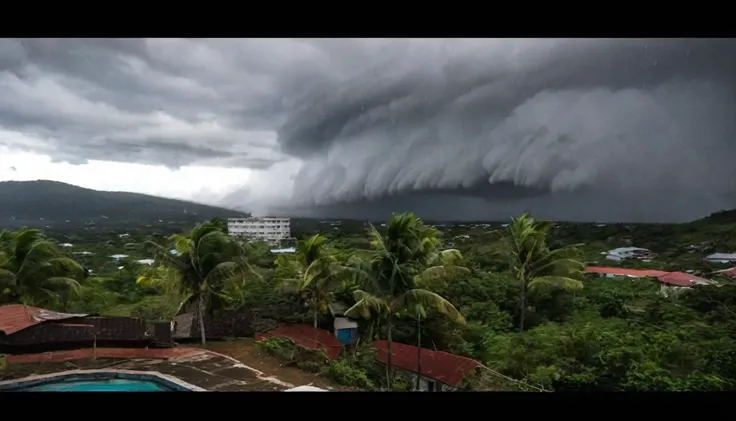 Hurricane with winds of 215 km/h hits Caribbean island causing high tide, floods and landslide